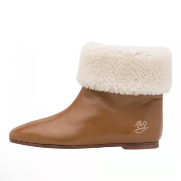 NEW Mansur Gavriel Cosy Boots in Carmel Lambskin Sheep Shearling Women's - Picture 4 of 9